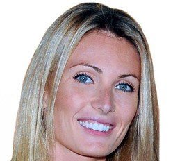 Close up of woman in Juno Beach showing imperfect teeth