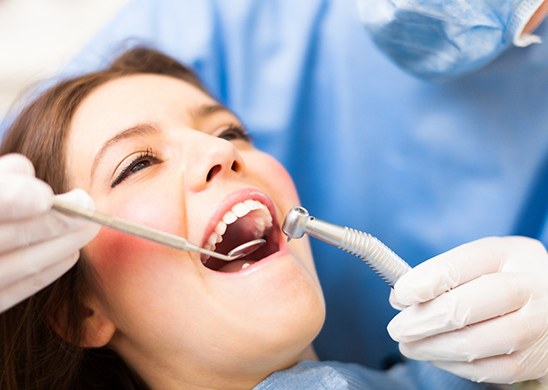 woman getting tooth-colored fillings