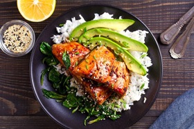 Healthy meal viewed from above