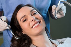 Woman attending dental checkup