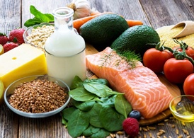 Table spread of foods to help prevent a dental emergency in Juno Beach