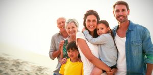 Family on beach