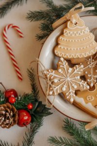 Table with cookies and candy canes