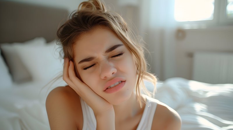 woman dealing with tooth pain